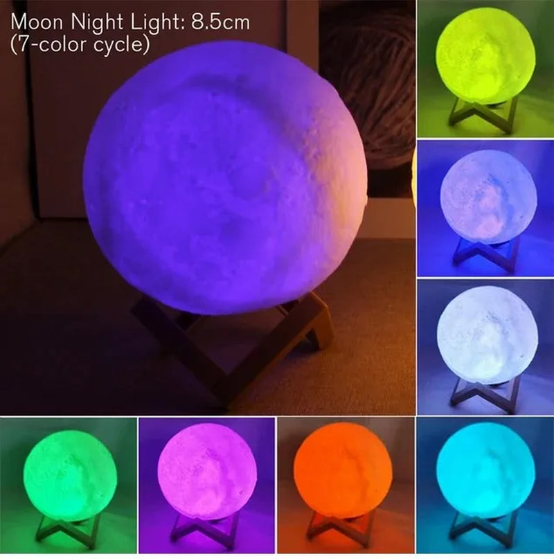 D5 8Cm Moon Lamp - Enchanting LED Night Light with Stand, Perfect for Bedroom Decor & Kids' Gifts, Ideal Xmas Present
