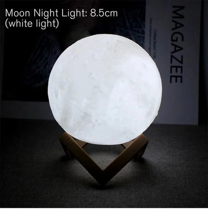 D5 8Cm Moon Lamp - Enchanting LED Night Light with Stand, Perfect for Bedroom Decor & Kids' Gifts, Ideal Xmas Present
