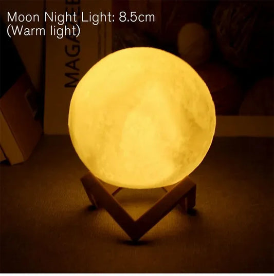 D5 8Cm Moon Lamp - Enchanting LED Night Light with Stand, Perfect for Bedroom Decor & Kids' Gifts, Ideal Xmas Present